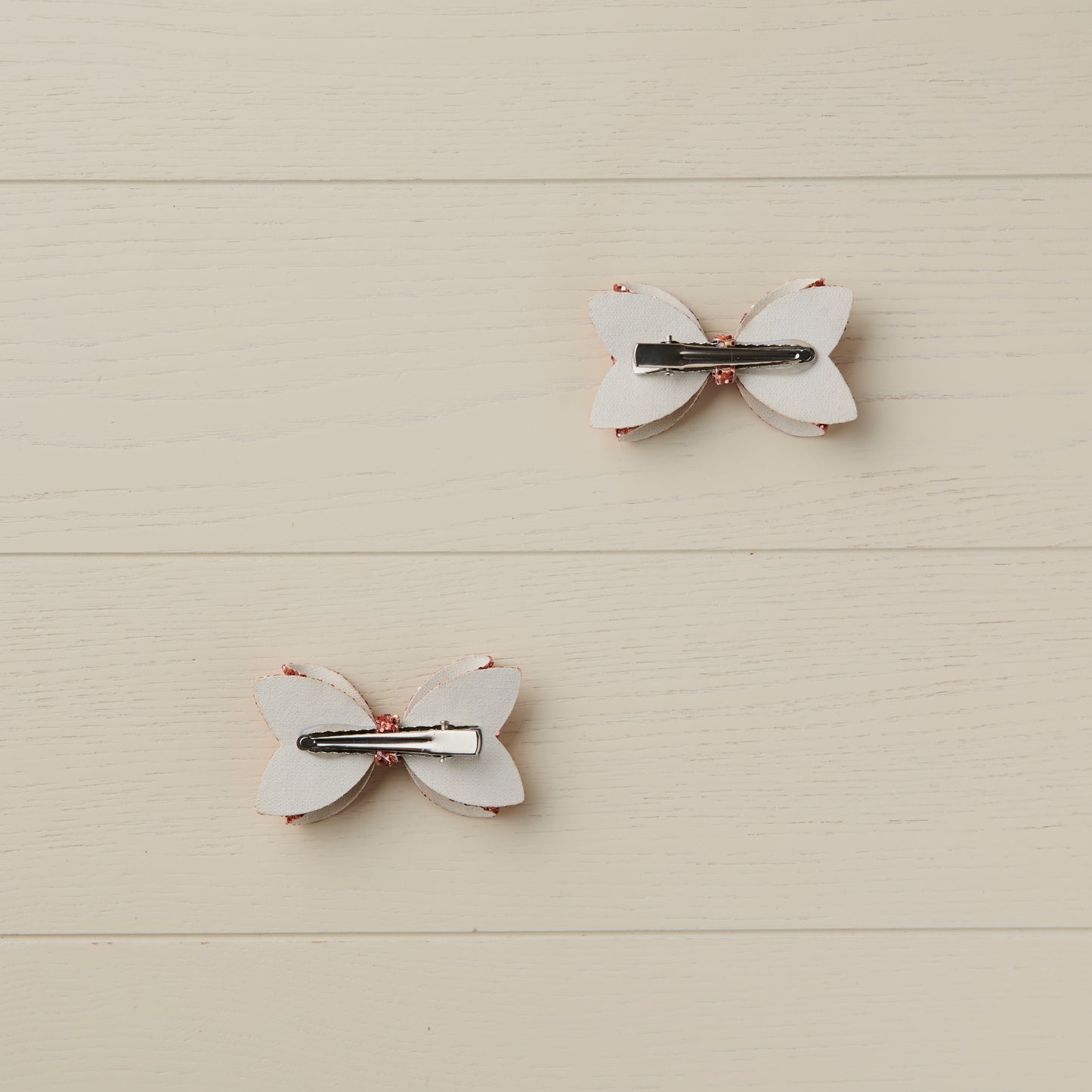 2 Rose Gold Jazz Glitter Mini Hair Bows