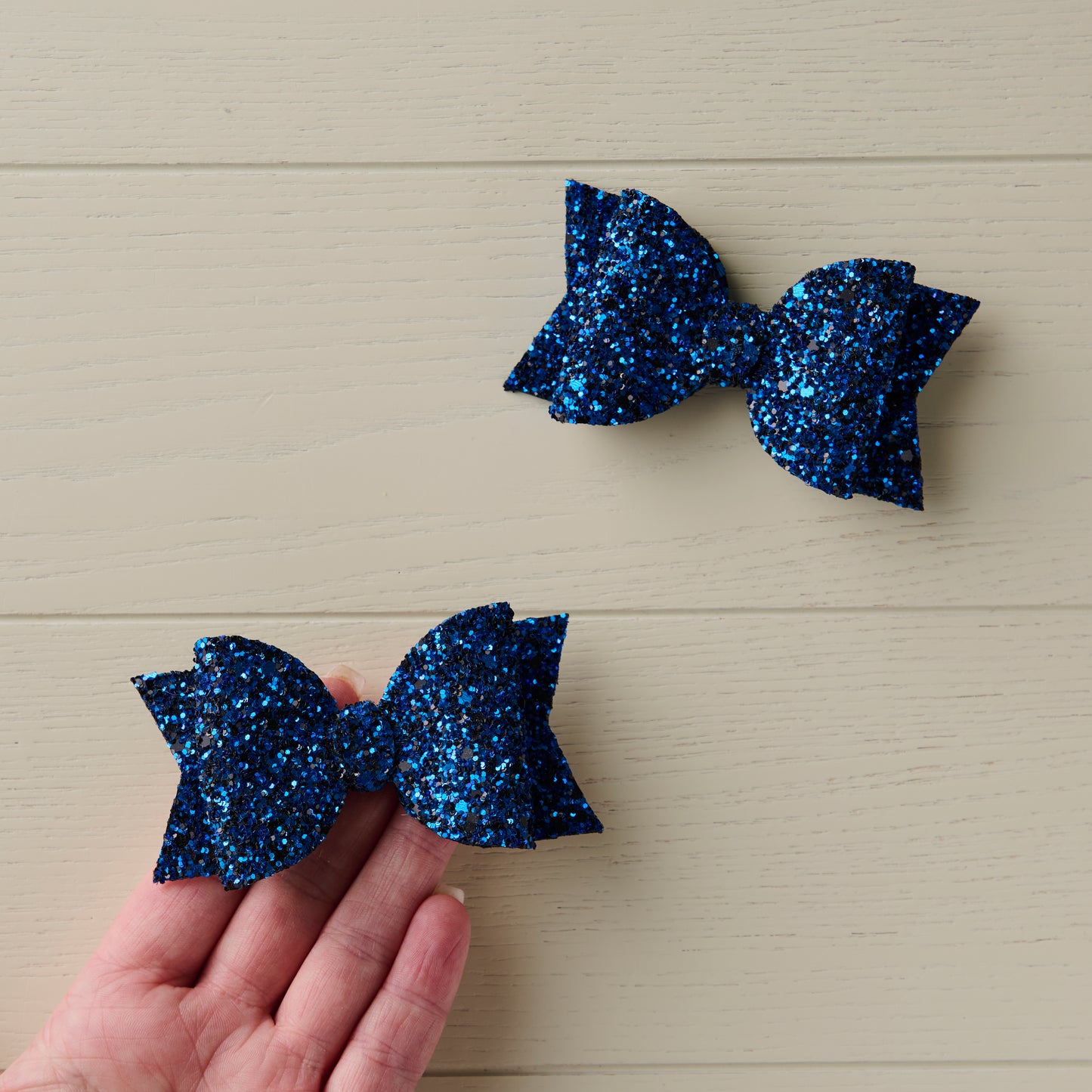 2pcs Royal Blue Jazz Glitter 3" Hair Bows
