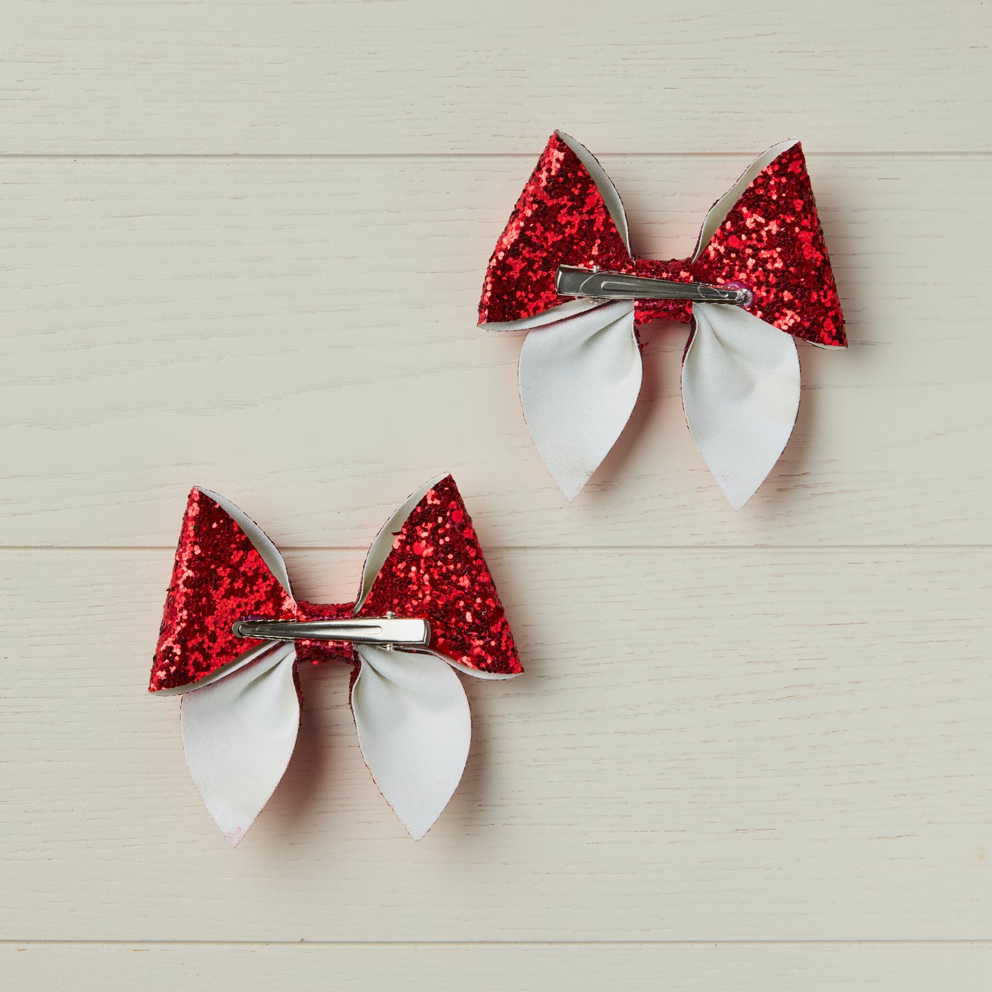 2 Red Chunky Glitter Hair Bows