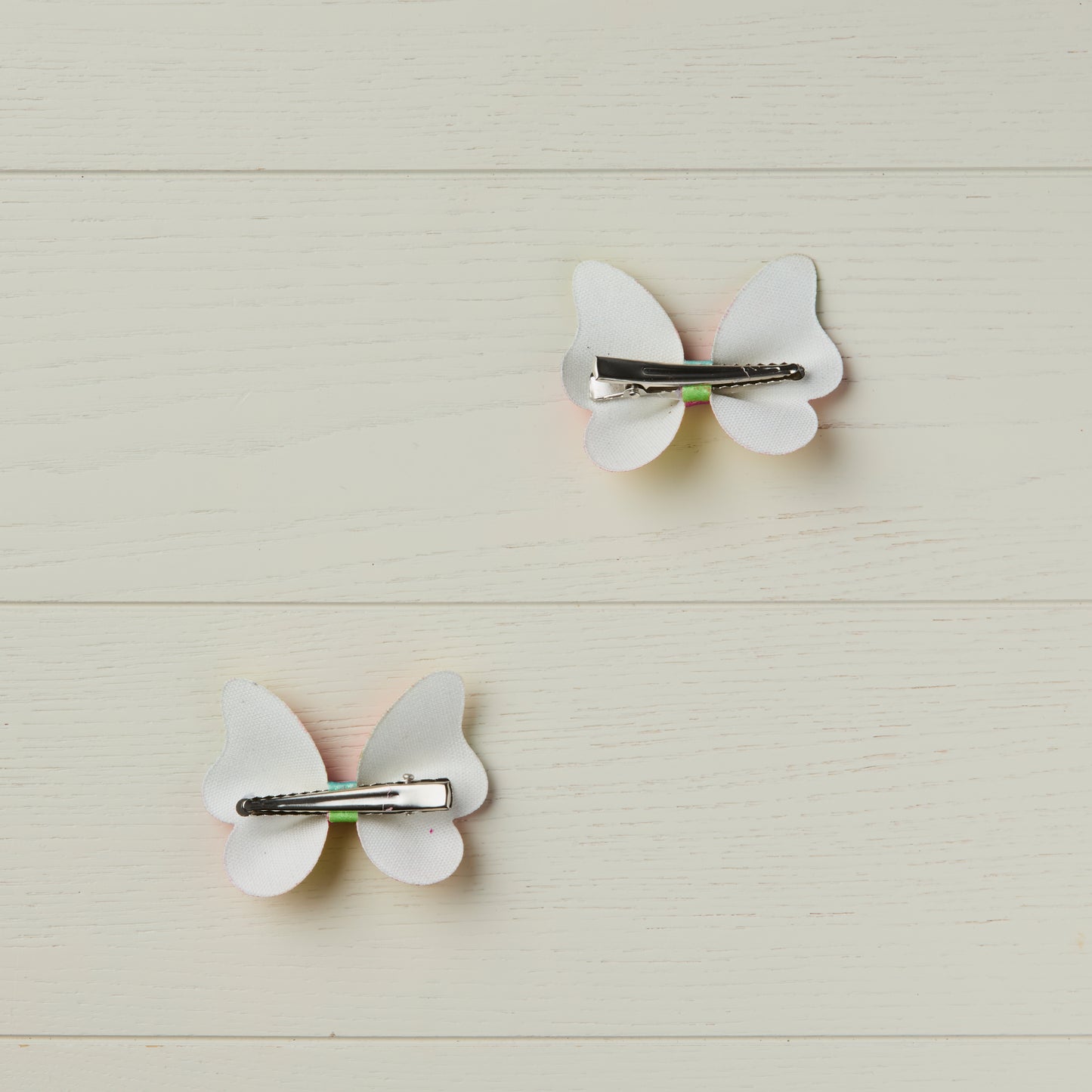 2 Neon Rainbow Glitter Butterfly Clips