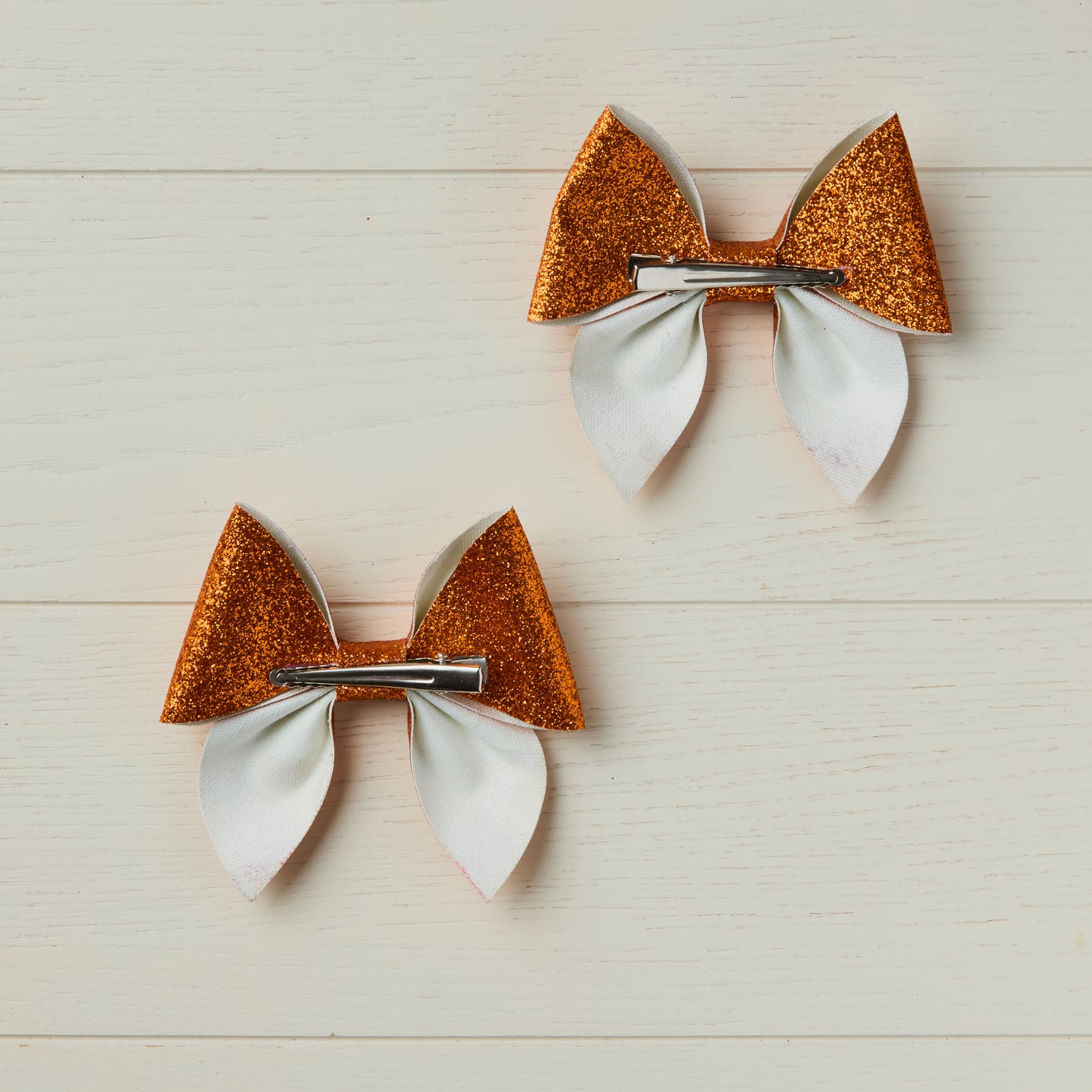 2 Orange Glitter Hair Bows