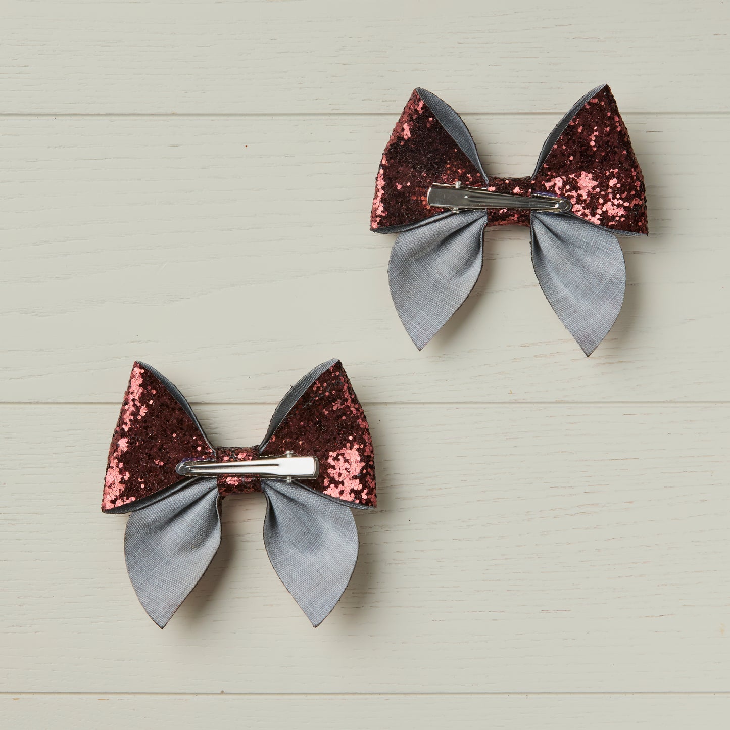 2 Chestnut Brown Chunky Glitter Hair Bows