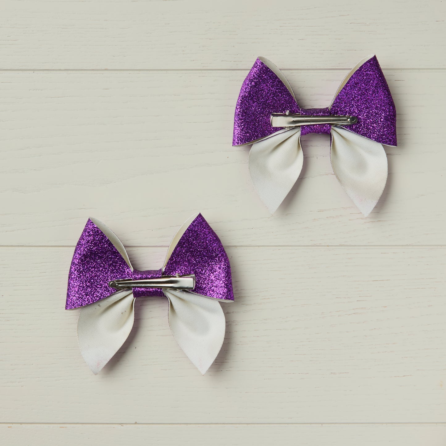 2 Purple Glitter Hair Bows