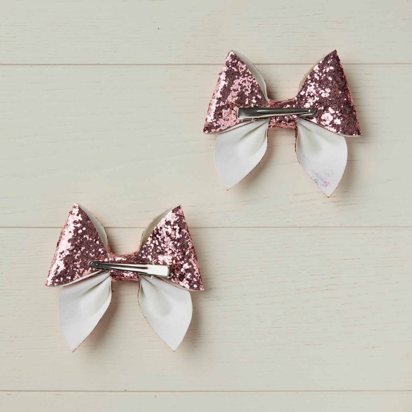 2 Rose Gold Chunky Glitter Hair Bows
