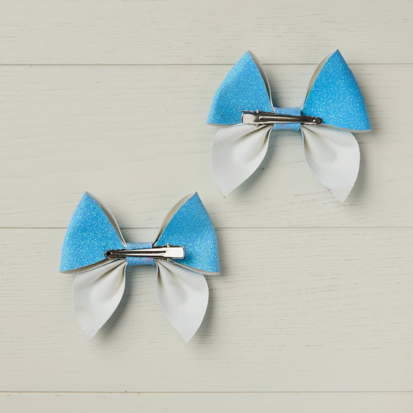 2 Baby Blue Glitter Hair Bows