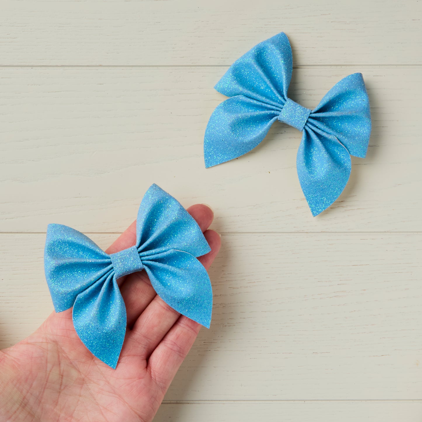 2 Baby Blue Glitter Hair Bows