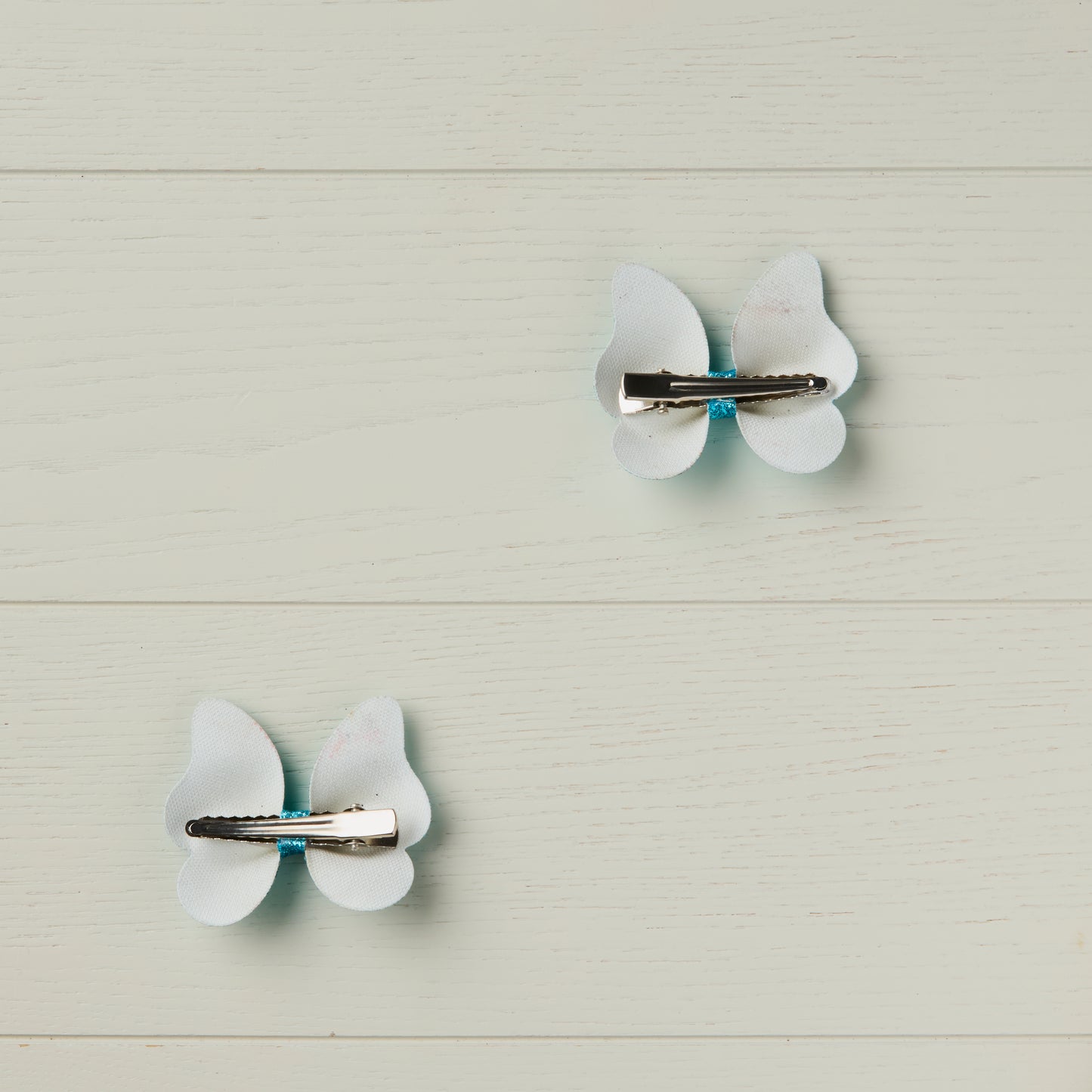 2 Turquoise Blue Glitter Butterfly Clips