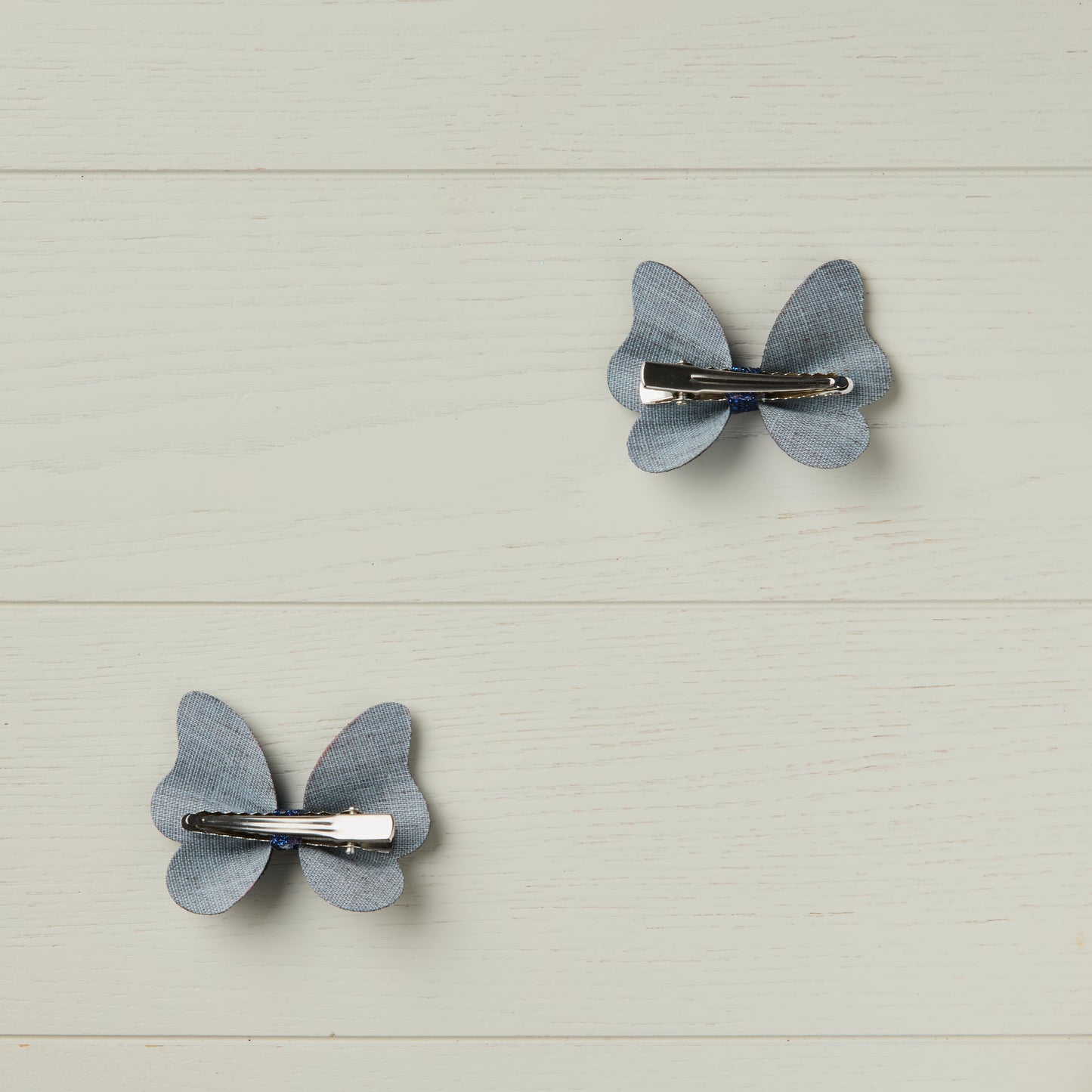2 Navy Blue Glitter Butterfly Clips