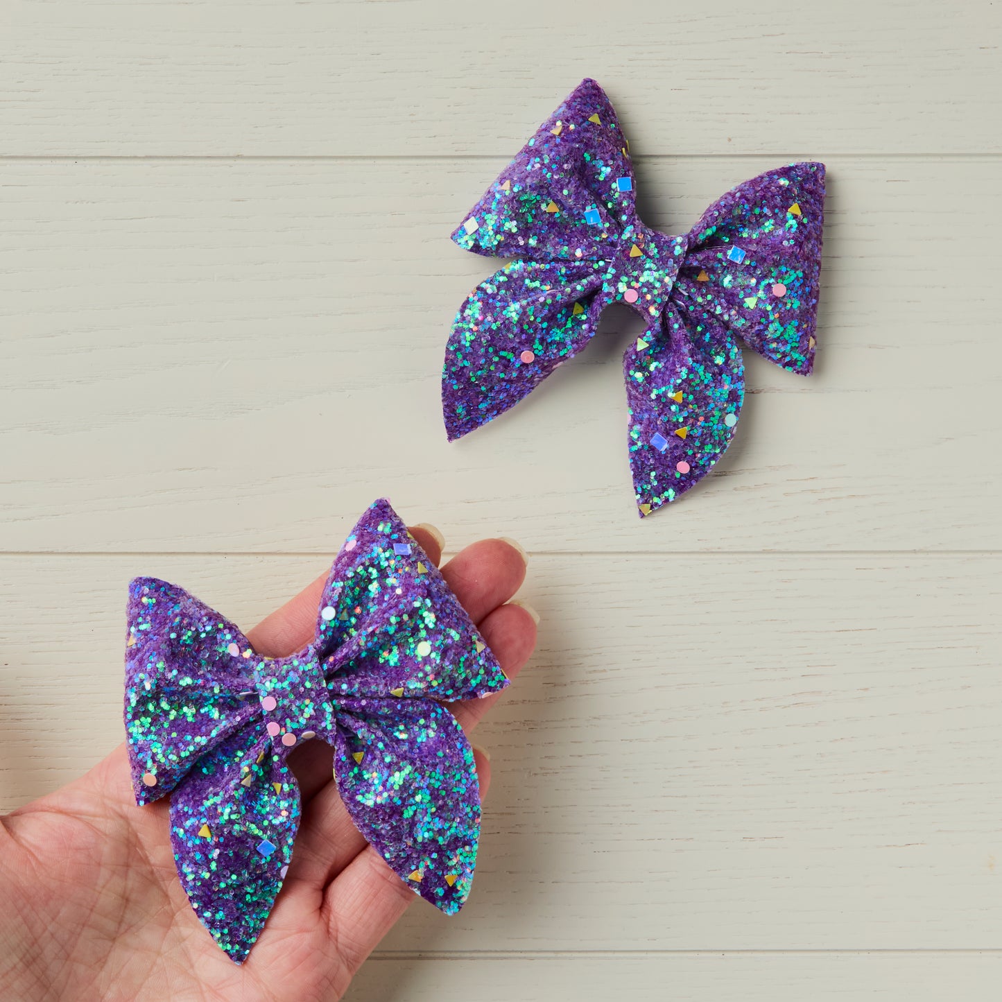 2 AB Purple Chunky Glitter Hair Bows