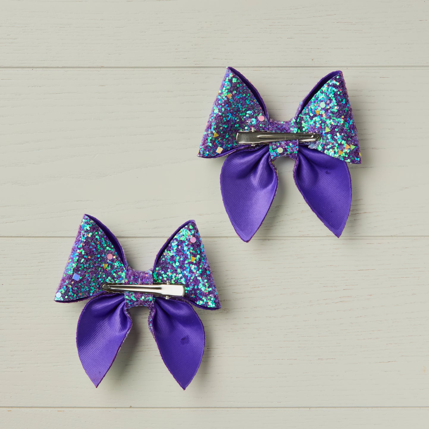 2 AB Purple Chunky Glitter Hair Bows