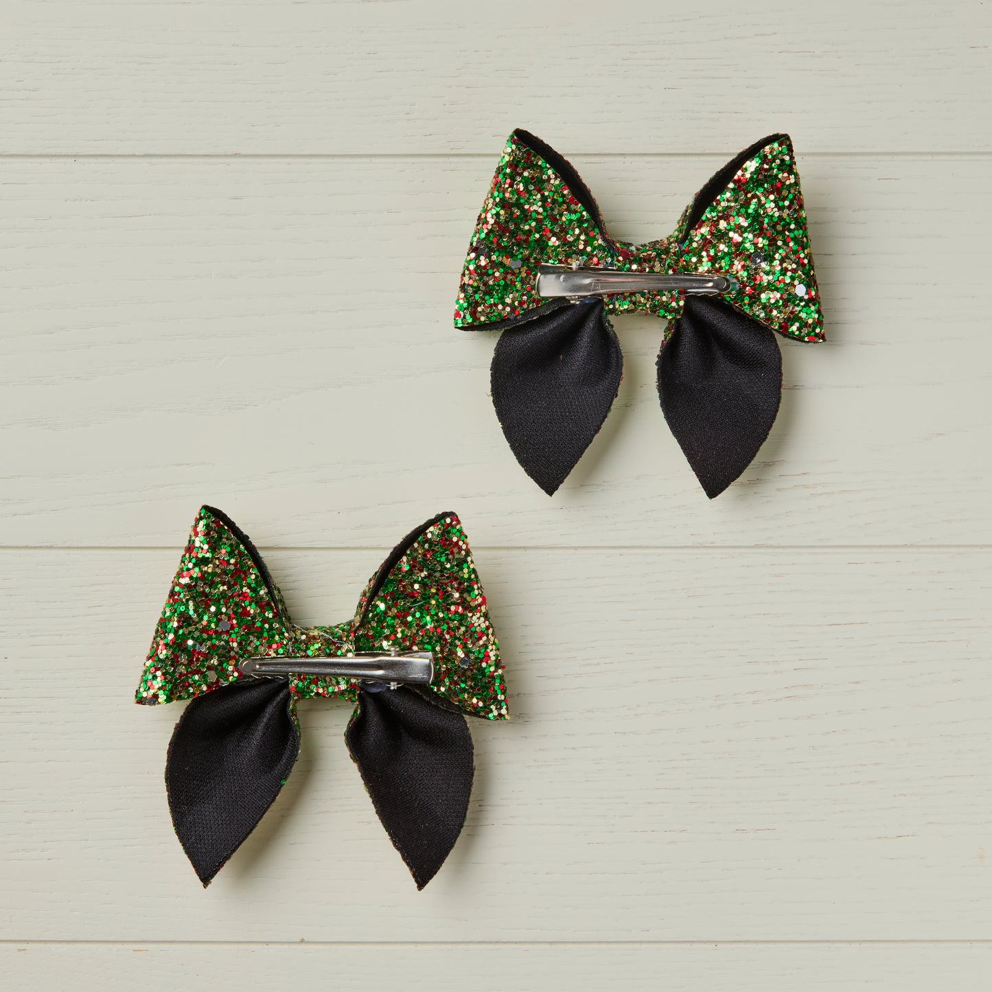 2 Festive Chunky Glitter Hair Bows