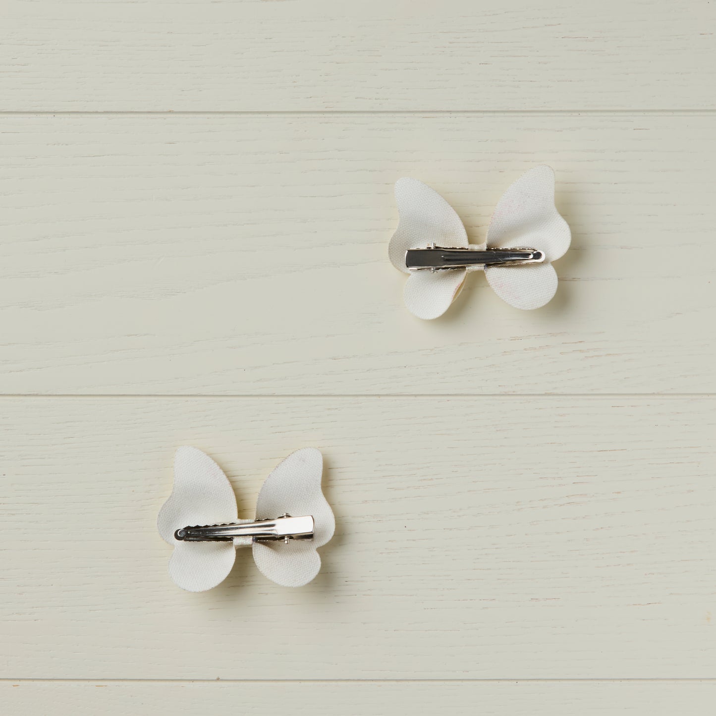 2 Sparkly White Glitter Butterfly Clips