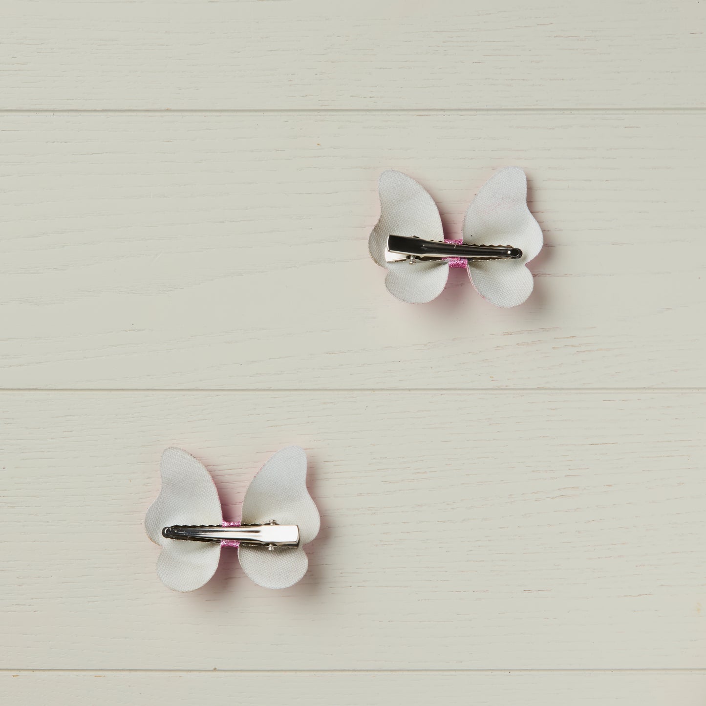2 Classic Pink Glitter Butterfly Clips