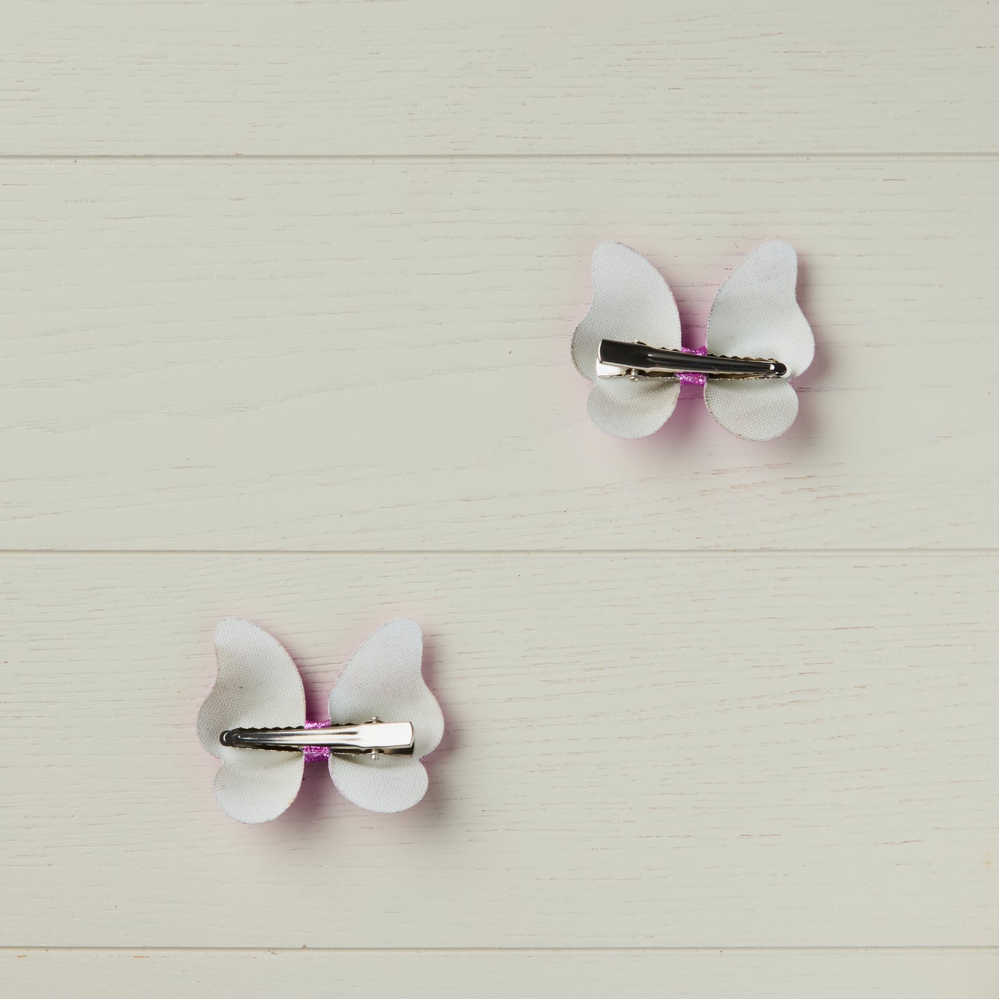 2 Fuchsia Pink Glitter Butterfly Clips