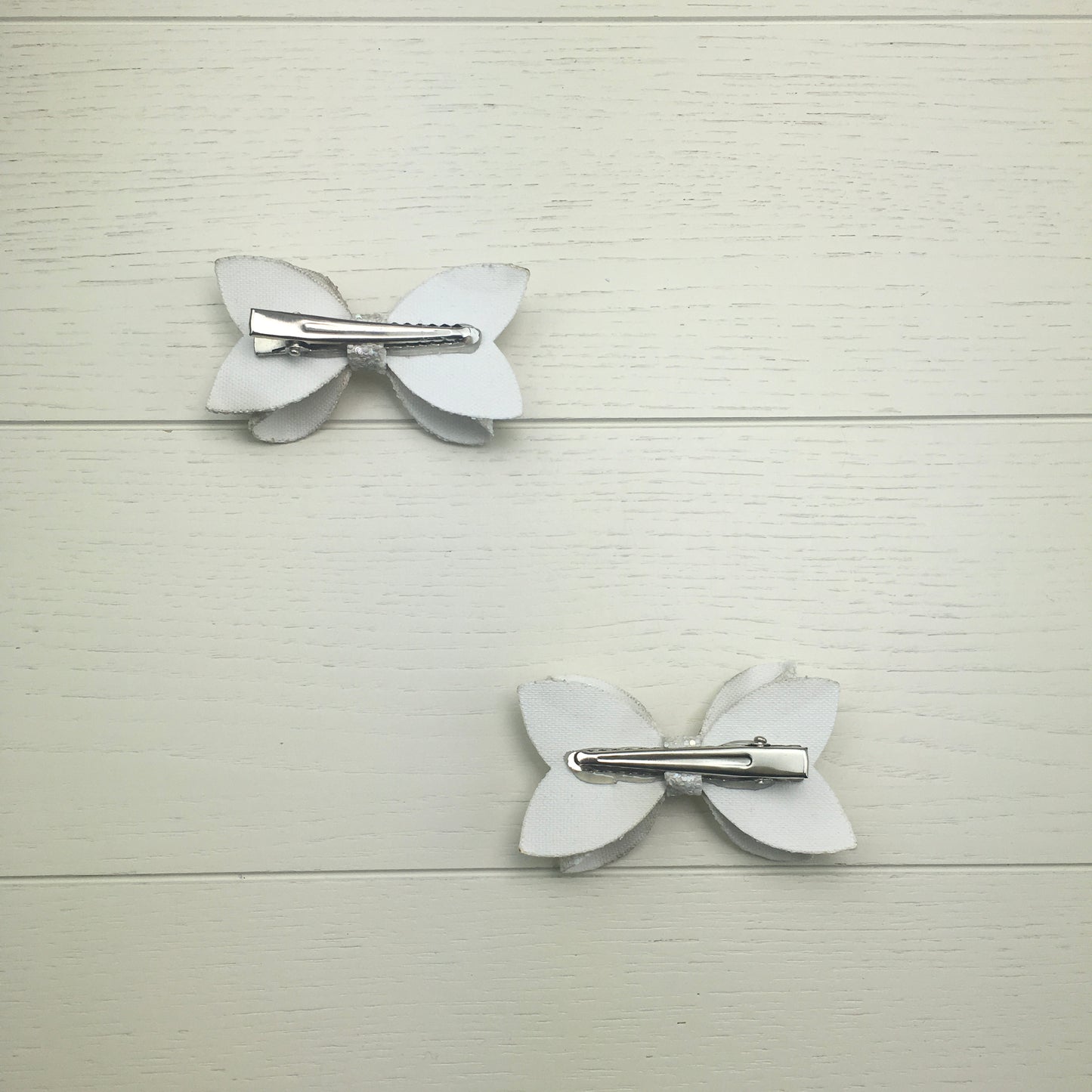 2 White Confetti Glitter Mini Hair Bows