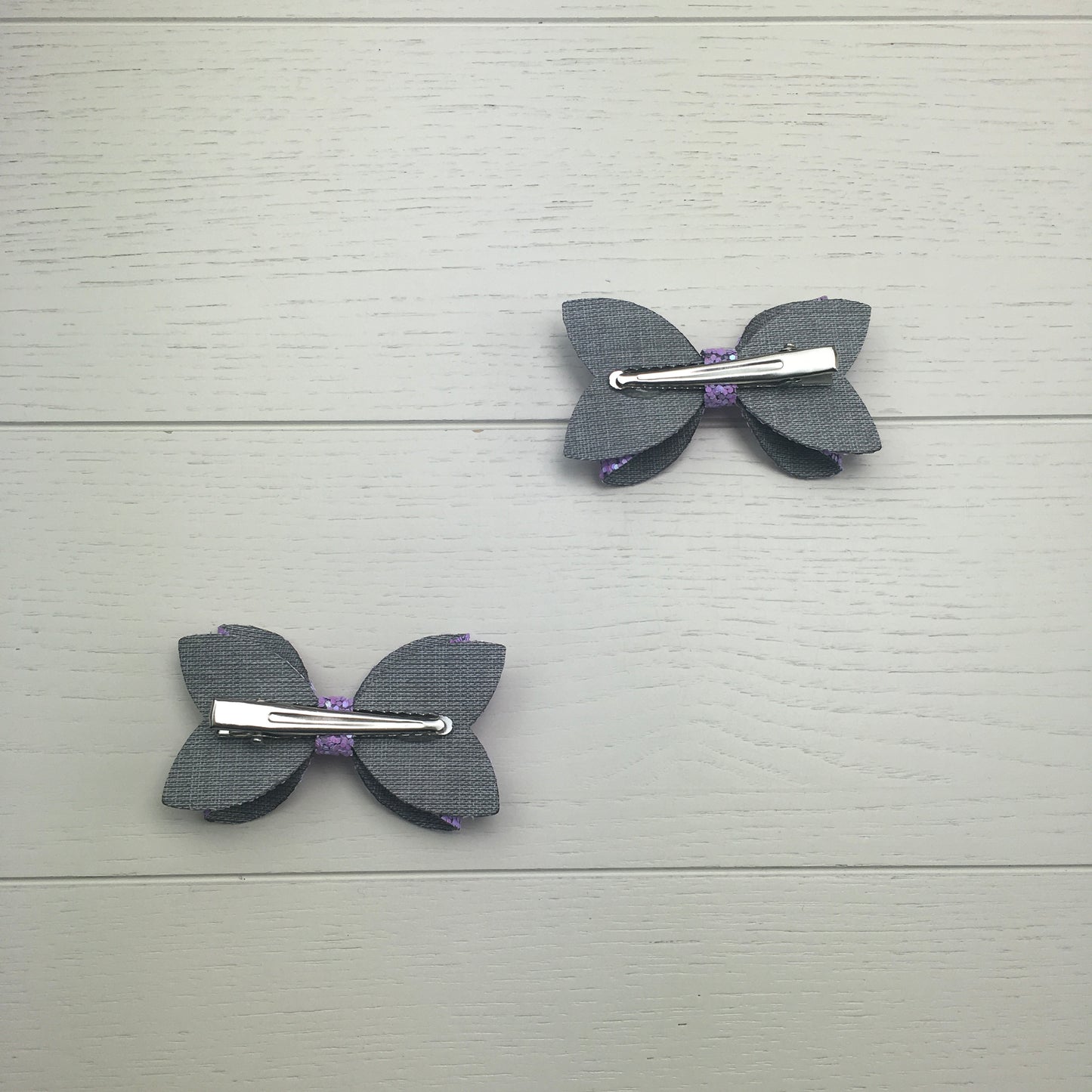 2 Lilac Confetti Glitter Mini Hair Bows