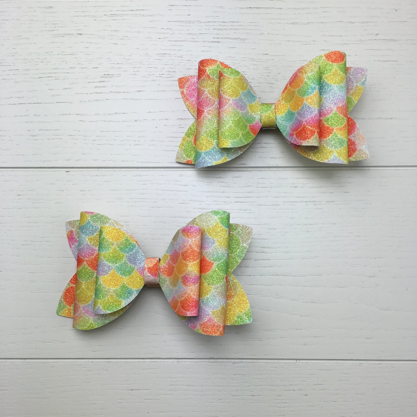 Custom Order: Mermaid Themed Glitter Hair Bow Party Favour
