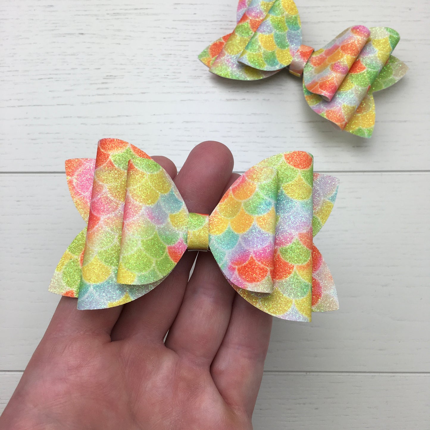 Custom Order: Mermaid Themed Glitter Hair Bow Party Favour