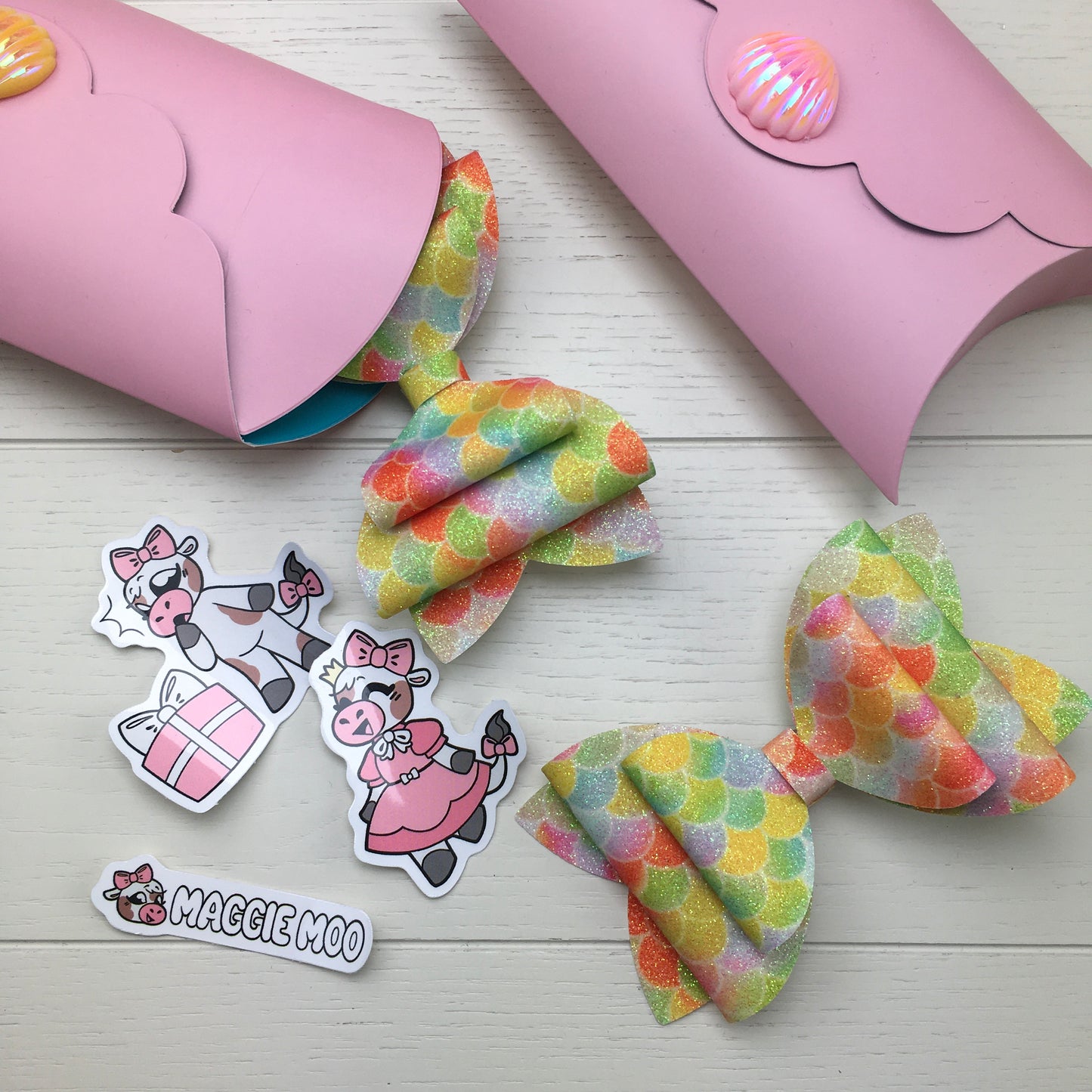 Custom Order: Mermaid Themed Glitter Hair Bow Party Favour