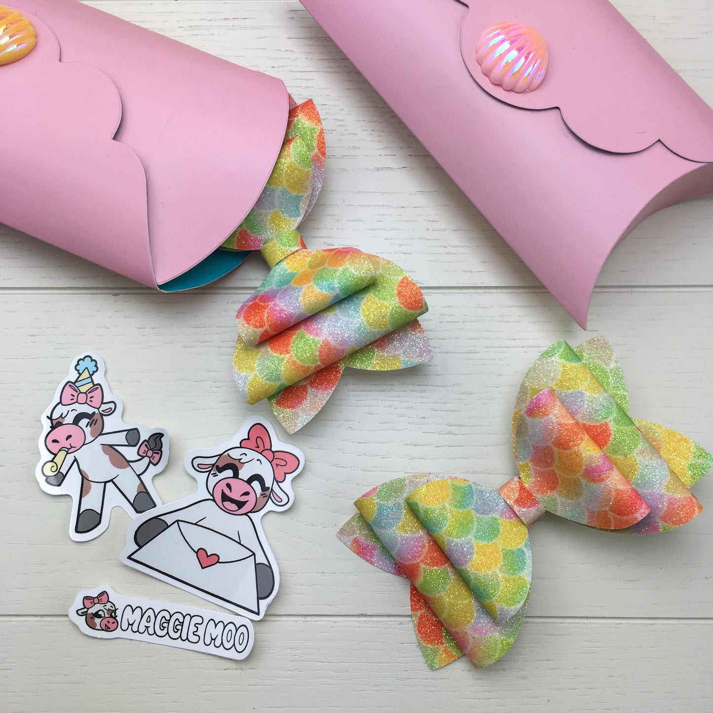 Custom Order: Mermaid Themed Glitter Hair Bow Party Favour