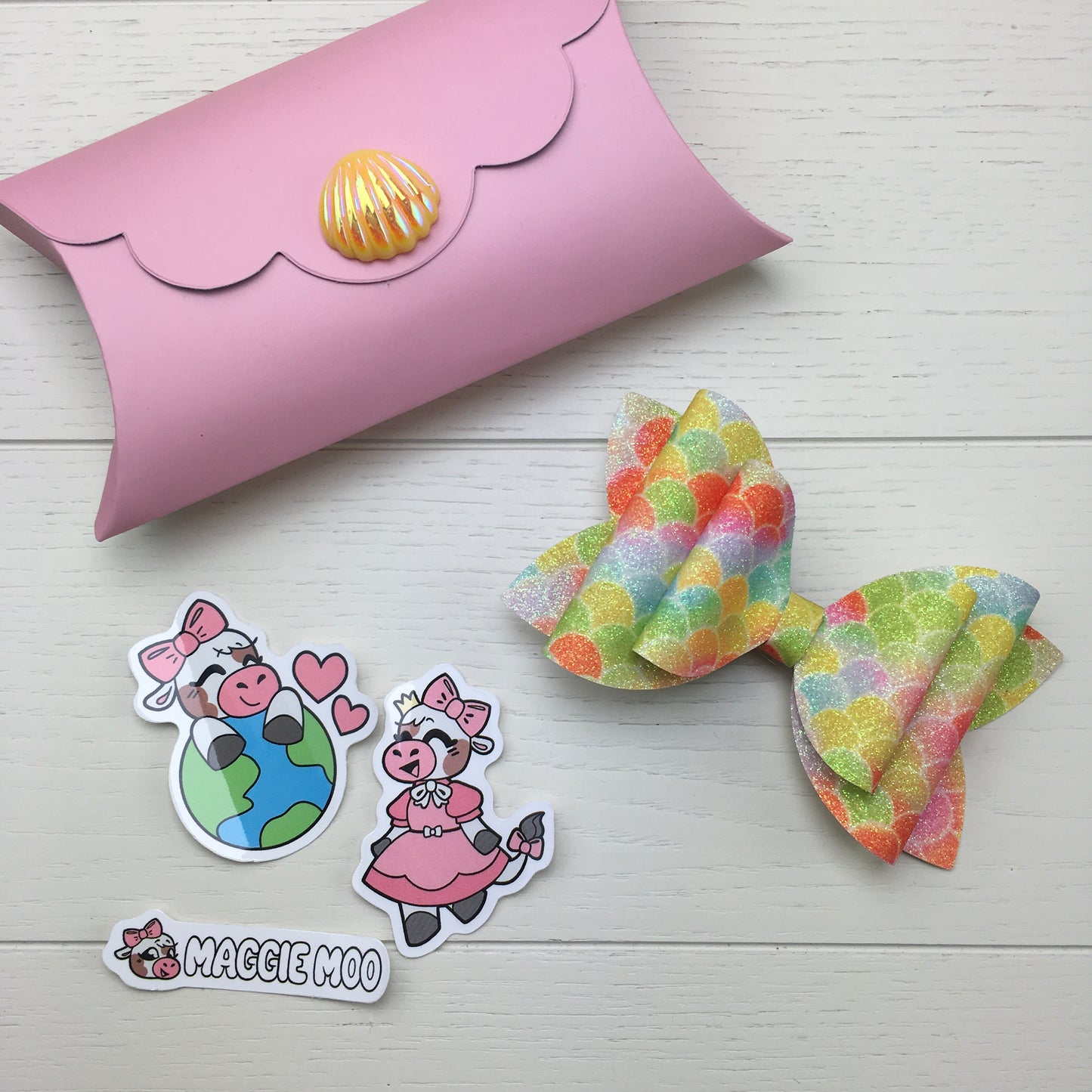 Custom Order: Mermaid Themed Glitter Hair Bow Party Favour