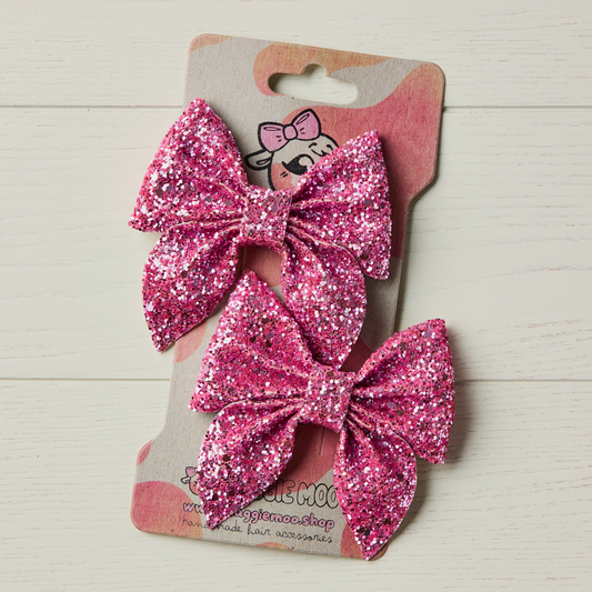 Pink Jazz Glitter Hair Bows