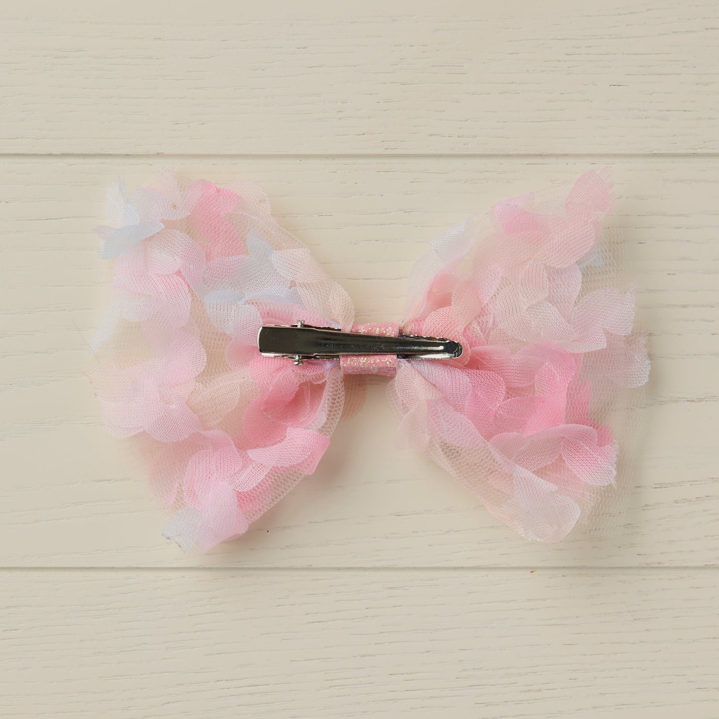 Fluffy Pastel Rainbow Tulle Hair Bow with 3D Flowers