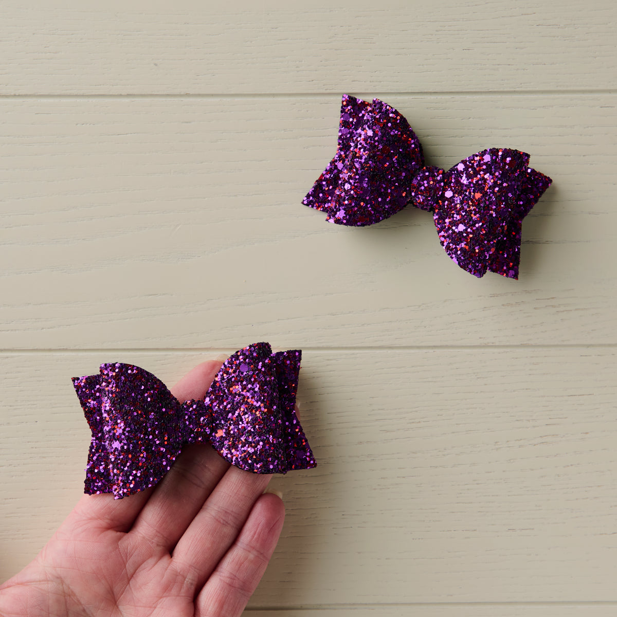 2pcs Purple Jazz Glitter 3" Hair Bows