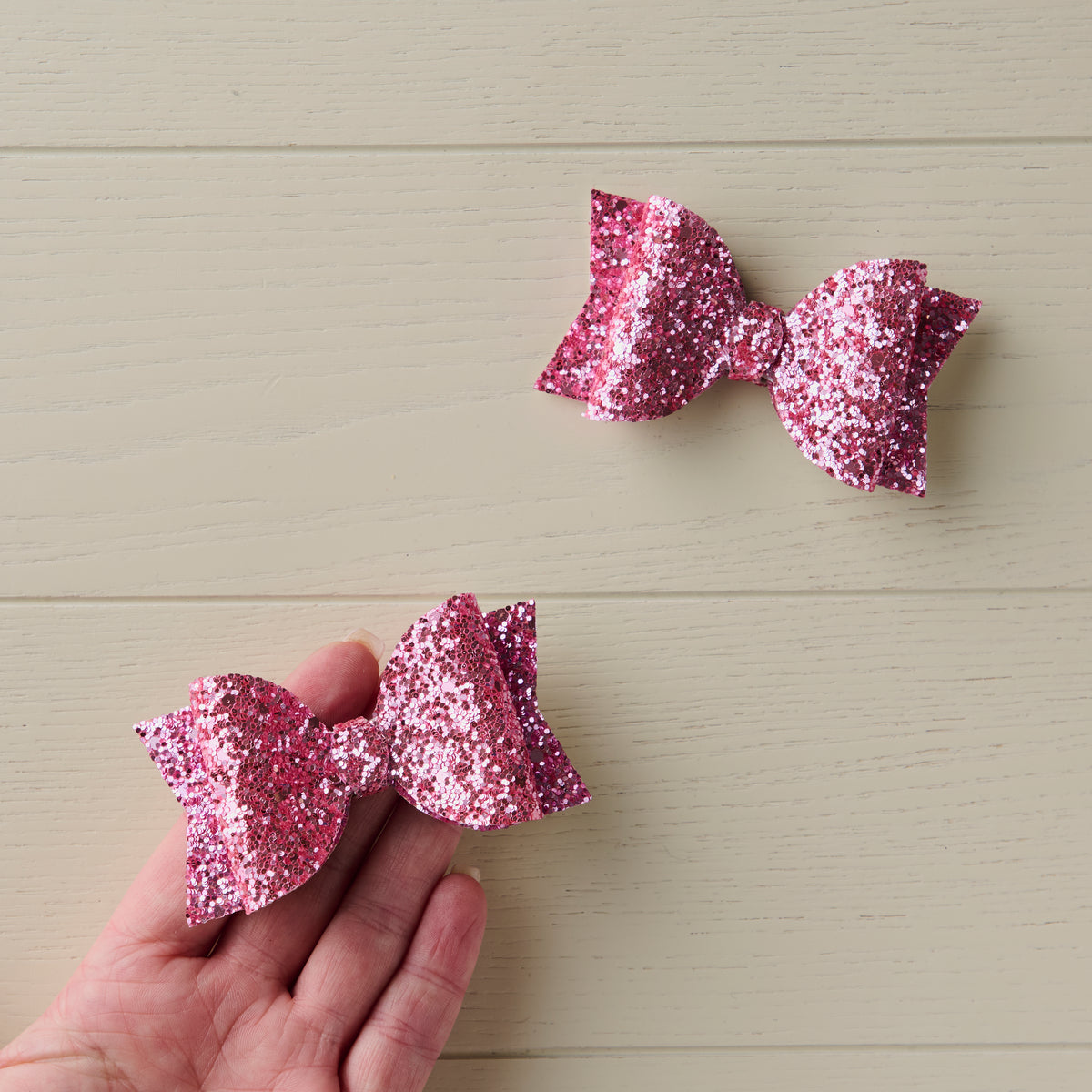 2pcs Pink Jazz Glitter 3" Hair Bows