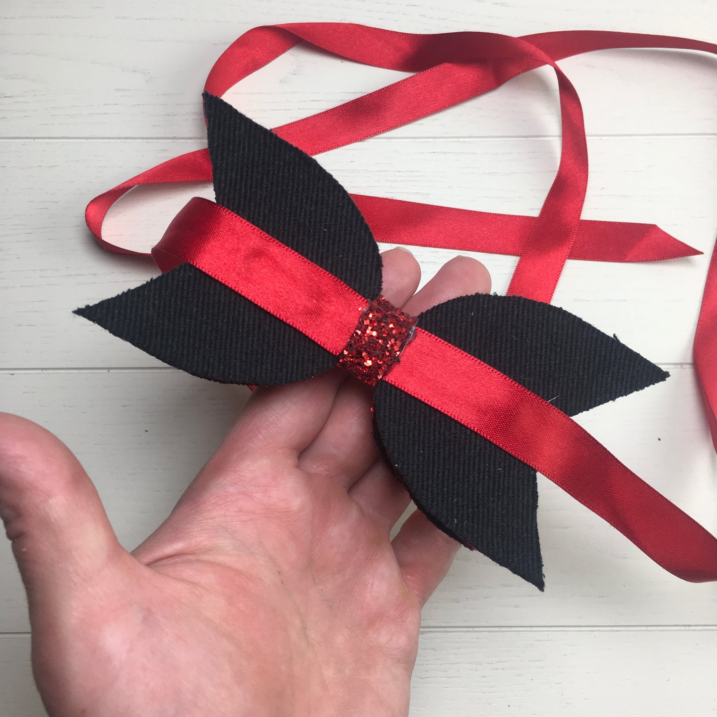 Custom Order: Red Jazz Glitter Double Bow for Dog's Neck