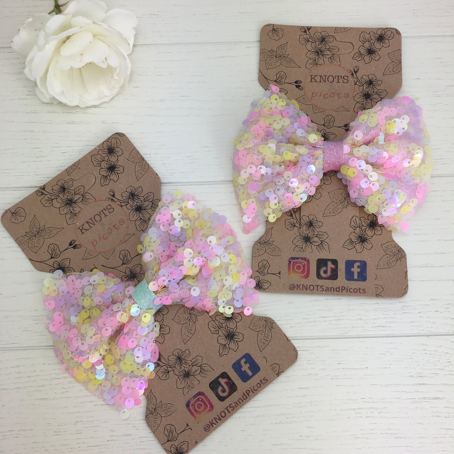 Large Pastel Rainbow Tulle Hair Bow with Sequins