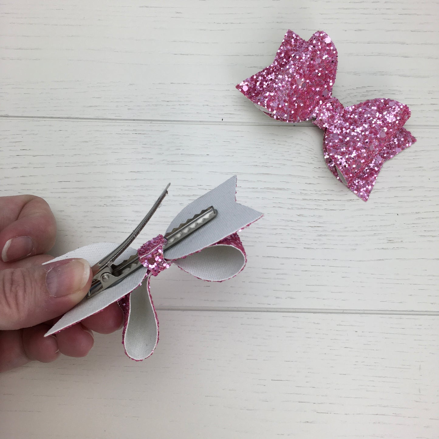 2pcs Pink Jazz Glitter 3" Hair Bows