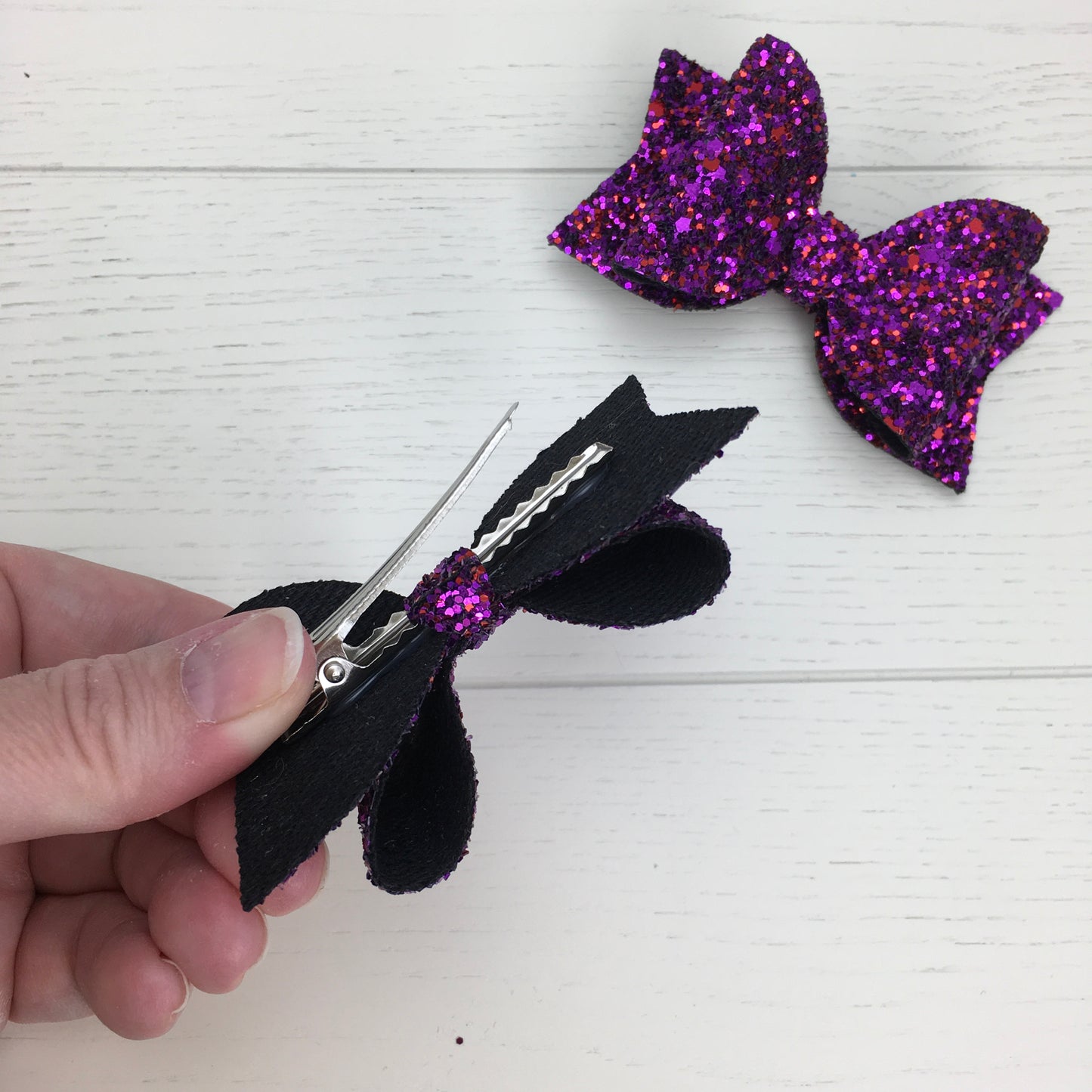 2pcs Purple Jazz Glitter 3" Hair Bows