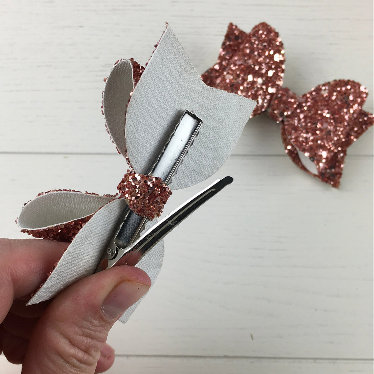 2pcs Rose Gold Jazz Glitter 3" Hair Bows
