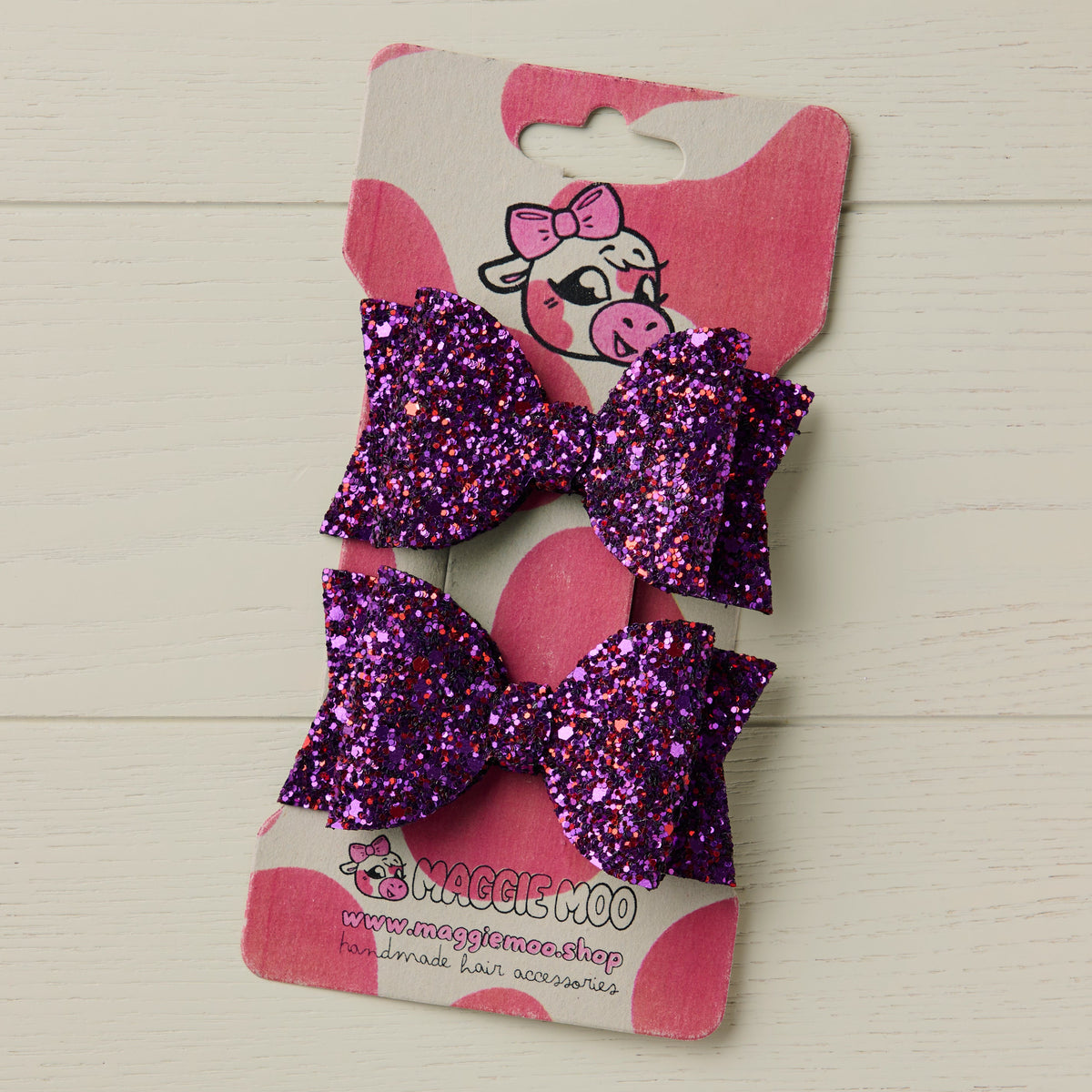 2pcs Purple Jazz Glitter 3" Hair Bows