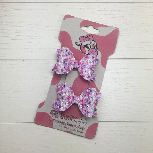 LIMITED EDITION 2 Floral Confetti Glitter Mini Hair Bows
