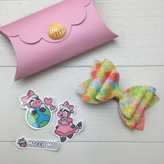 Custom Order: Mermaid Themed Glitter Hair Bow Party Favour