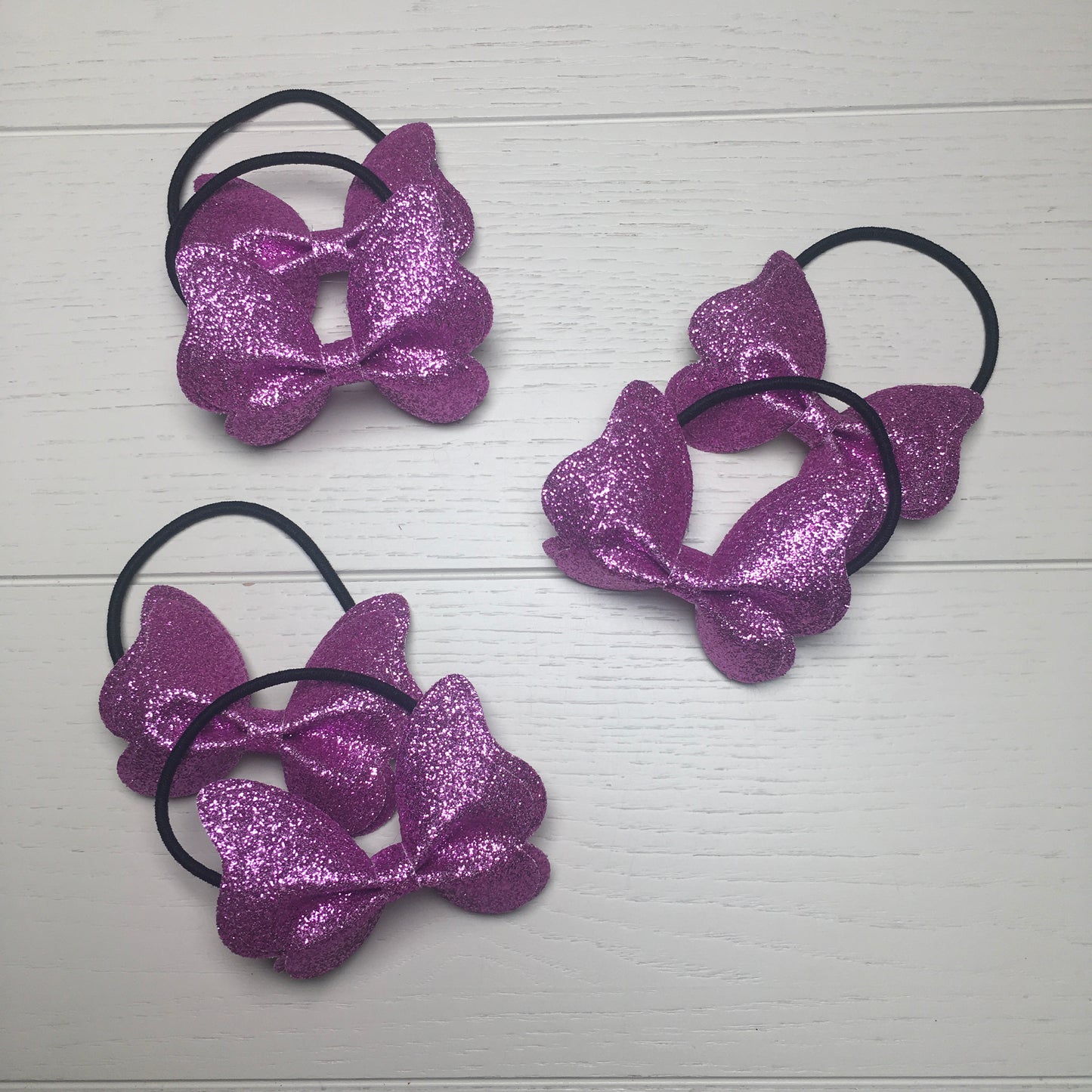 CUSTOM ORDER 18 pairs of Fuchsia Pink Glitter Butterflies on Elastic Hair Bands