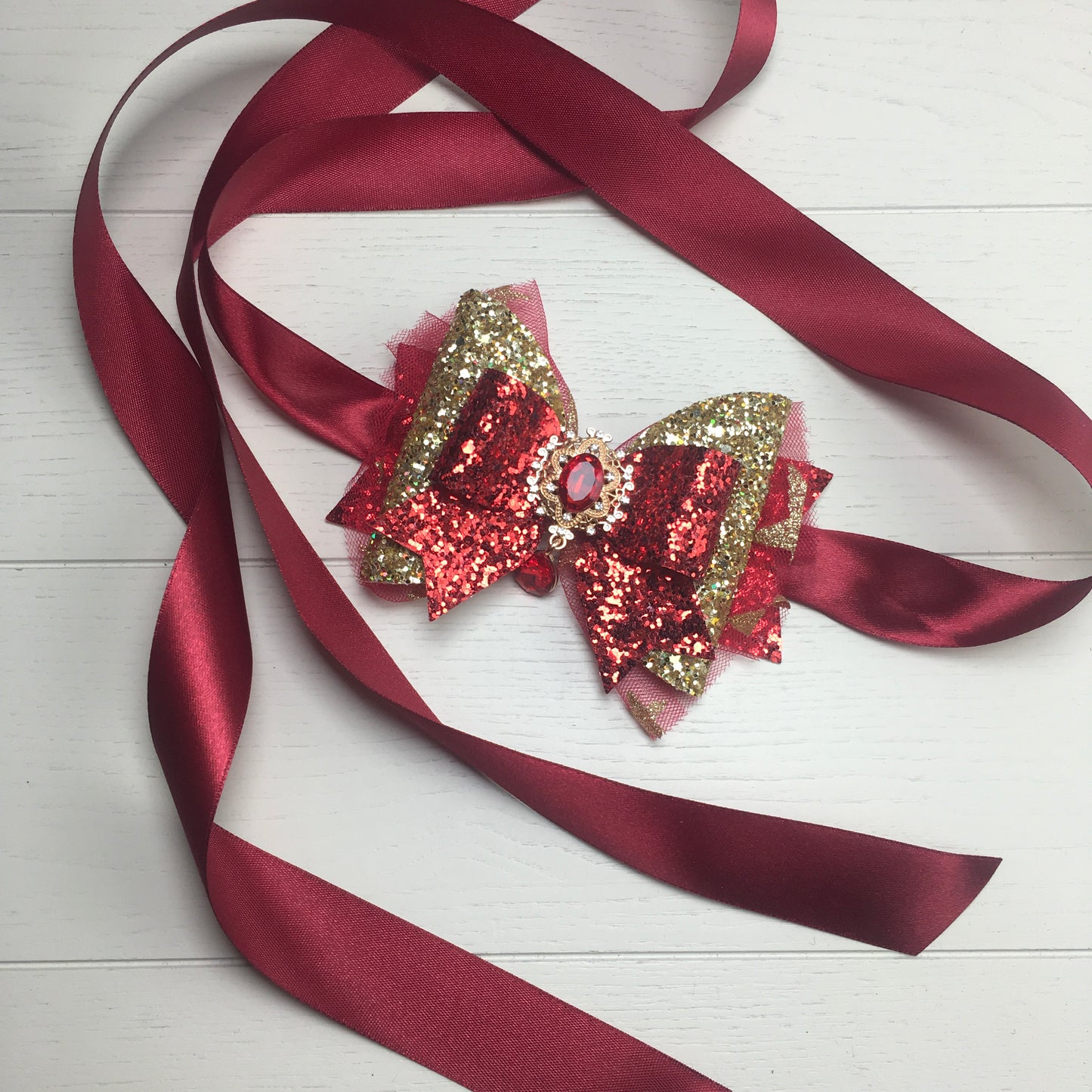 Custom Order: Luxury Christmas Bow with Ribbons for Dog's Neck