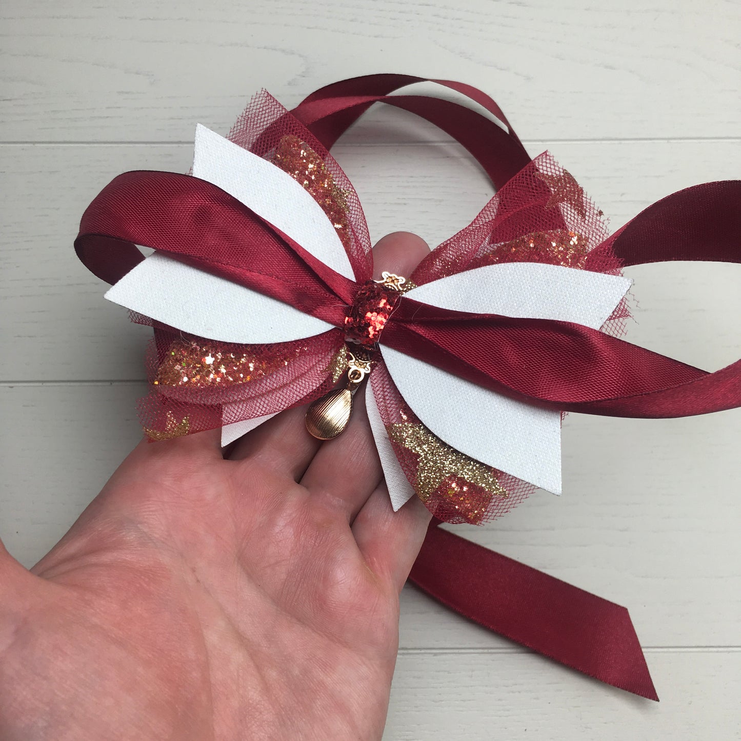 Custom Order: Luxury Christmas Bow with Ribbons for Dog's Neck