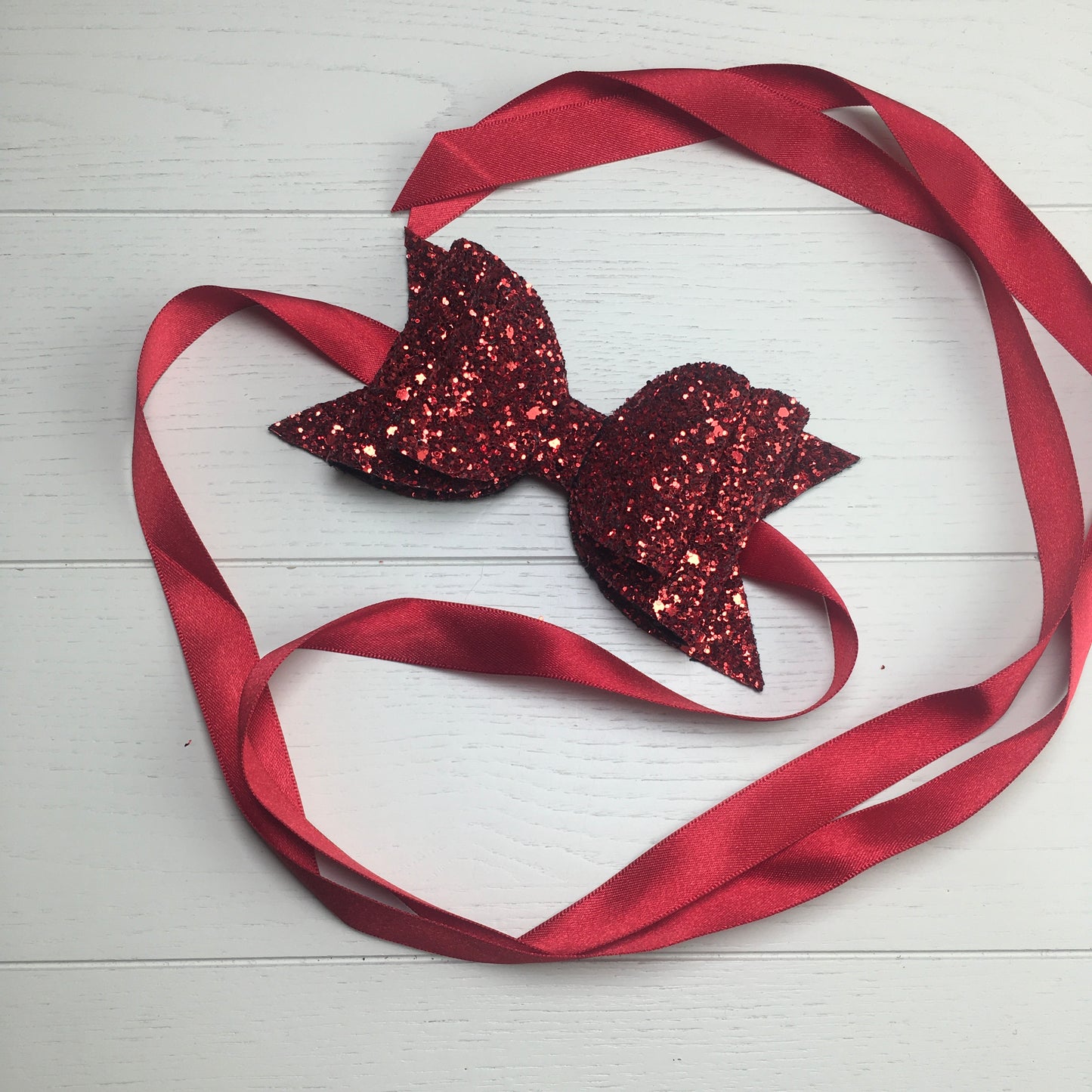 Custom Order: Red Jazz Glitter Double Bow for Dog's Neck