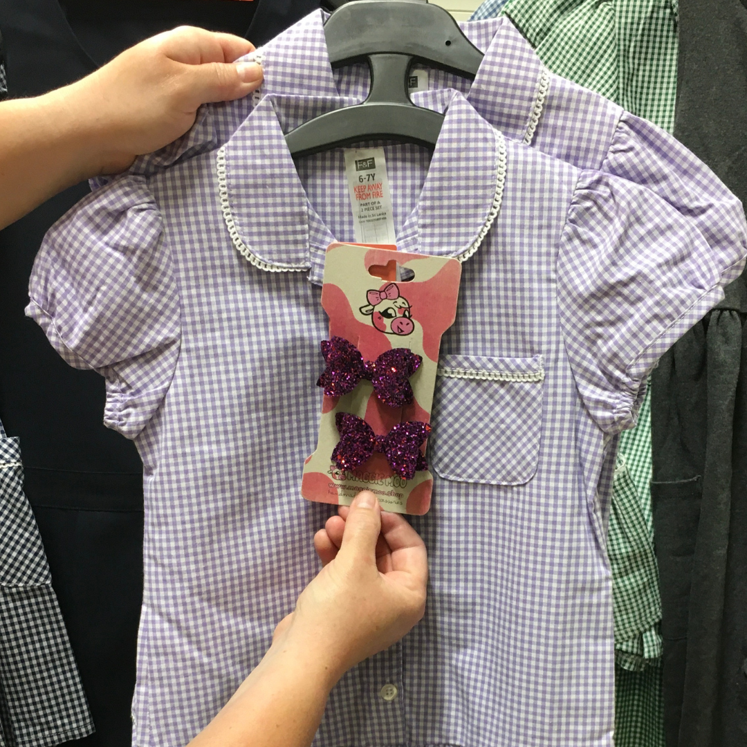 2 Purple Jazz Glitter Mini Hair Bows