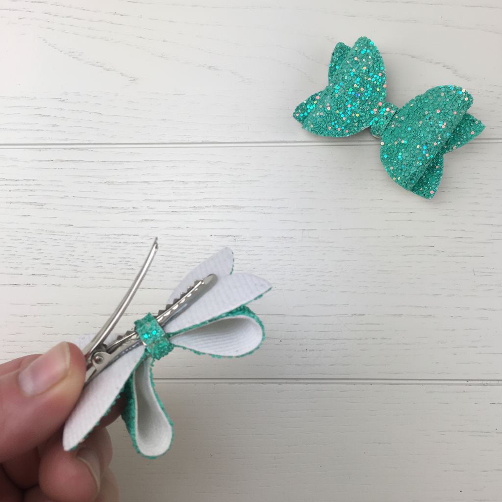 White bow with clip square